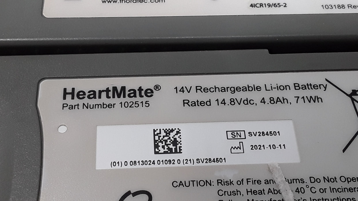 Thoratec Hearmate 102515 14V Rechargeable Li-ion Battery