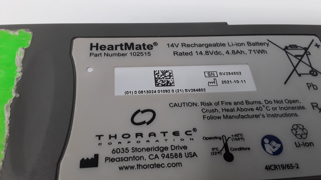 Thoratec Hearmate 102515 14V Rechargeable Li-ion Battery