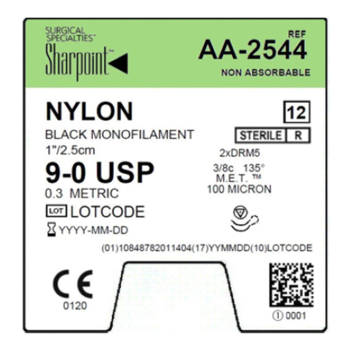 Surgical Specialties Corporation Surgical Specialties Corporation AA-2544 9/0 Nylon Suture Black Supplies reLink Medical