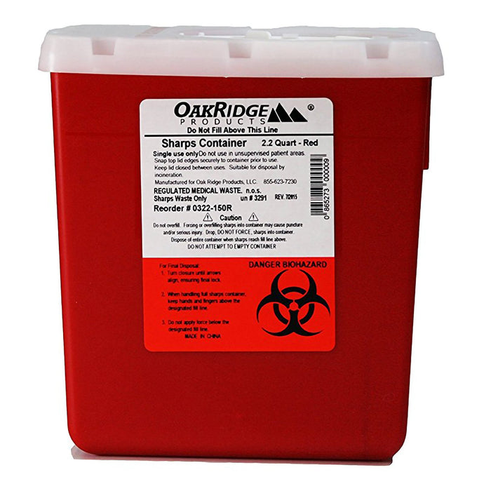 Oak Ridge Products Oak Ridge Products 0322-150R Sharps Container 2.2 Quart Red Base/ Supplies reLink Medical