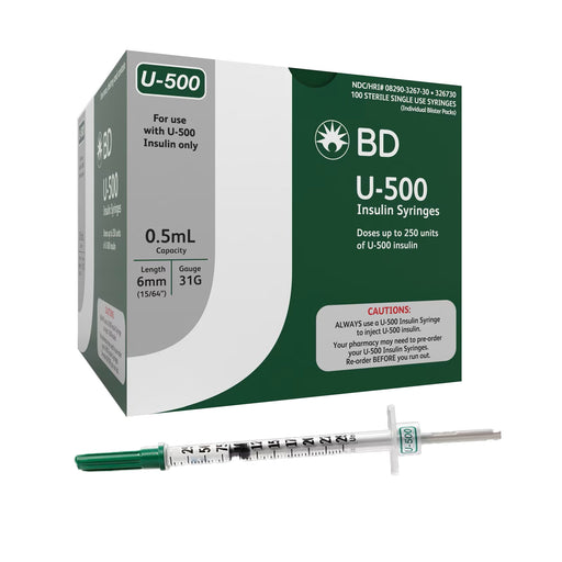 Embecta Embecta 326730 U-500 Insulin Syringe 31G x 6mm 0.5mL Single Use Supplies reLink Medical