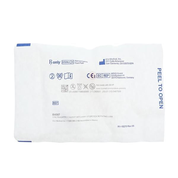 ICU Medical ICU Medical B4087 IV Extension Set 6" Tubing 3-Way Stopcock No Supplies reLink Medical