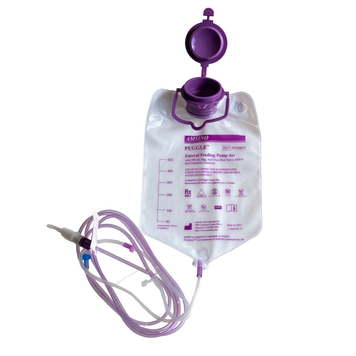 Amsino International, Inc. Amsino PE90B5T Enteral Pump Set with 500 ml Bag Supplies reLink Medical