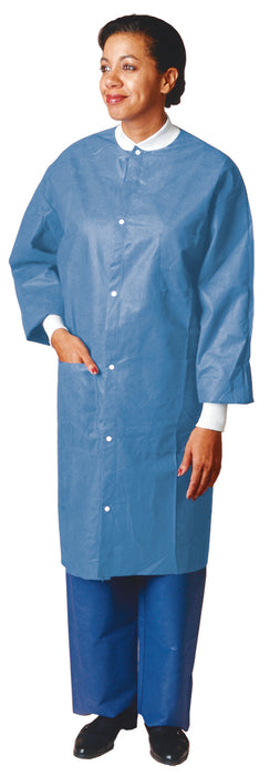 Aspen Surgical 1239M Lab Coats SMS Knit Collars and Cuffs Blue