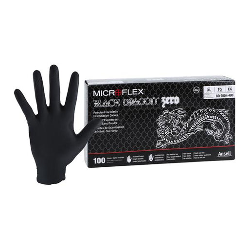 Ansell Ansell BD-1004-NPF Exam Gloves Nitrile PF Textured Fingers Black Supplies reLink Medical