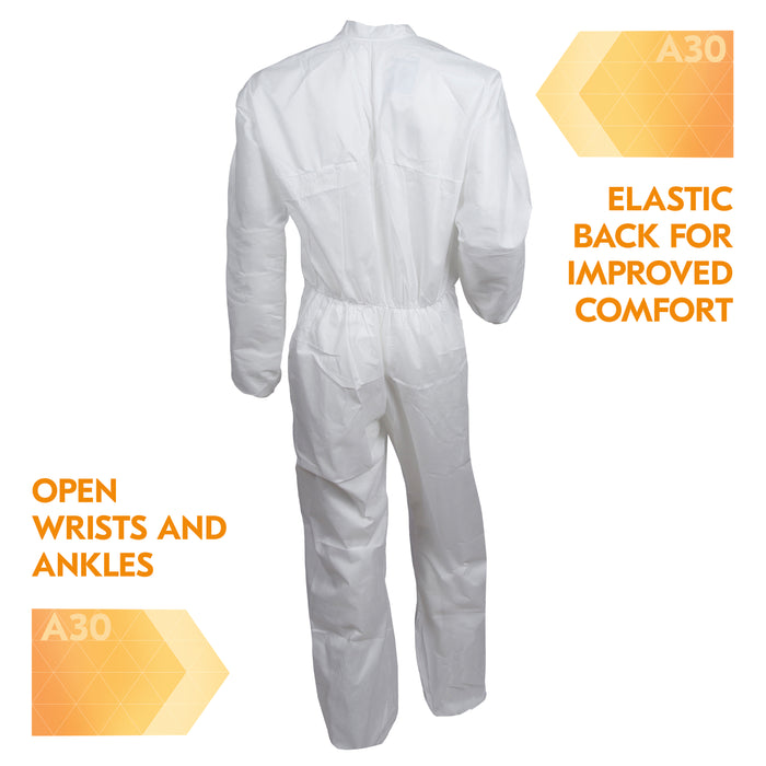 Ansell Ansell 30909 KleenGuard A30 Coveralls Small White Zipper Front Supplies reLink Medical
