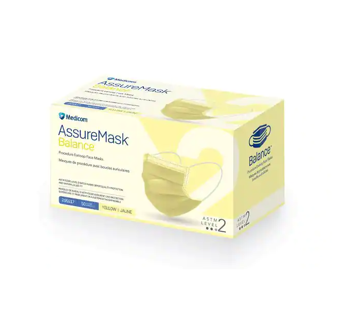 AMD-Medicom AMD-Medicom 205517 Procedure Earloop Face Mask Yellow L2 50/bx Supplies reLink Medical