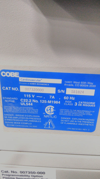Cobe Brat 2 Cell Saver Auto Transfusion System