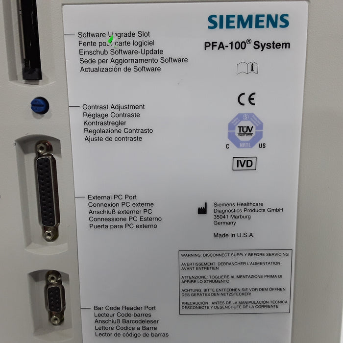 Siemens PFA 100 Platelet Function Analyzer