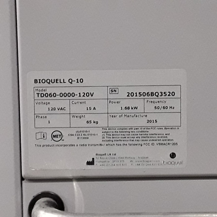 Bioquell Q-10 Hydrogen Peroxide Vapor Generator