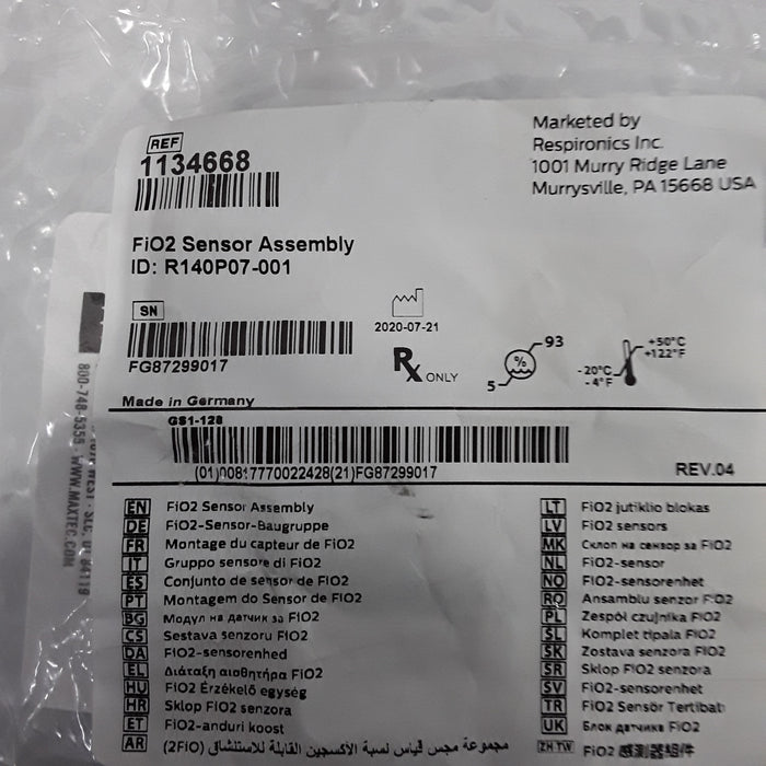 Maxtec, Inc. 1134668 FiO2 Sensor Assembly
