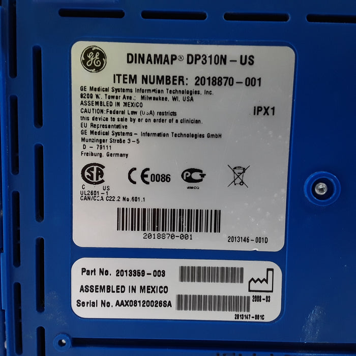 GE Healthcare Dinamap Pro 300V2 Vital Signs Monitor
