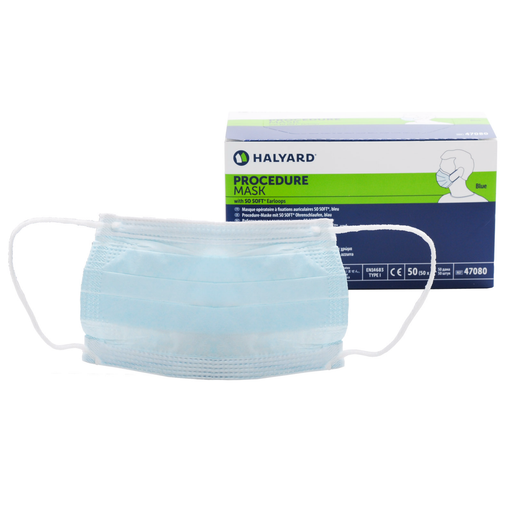 O&M Halyard O&M Halyard 47577 Procedure Mask Longer Earloops Level 1 Blue Supplies reLink Medical