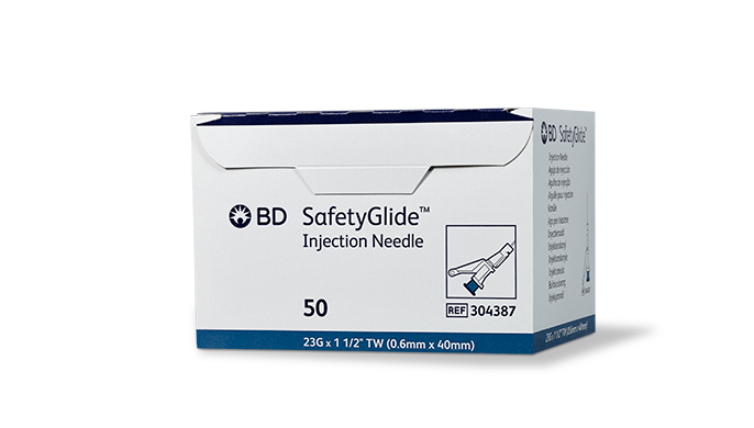 Becton Dickinson (BD) BD 304387 SafetyGlide Needle 23G x 1.5" RB Thin Wall 50/pk 10 Supplies reLink Medical