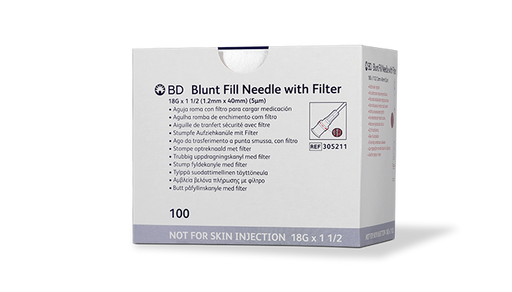 Becton Dickinson (BD) BD 305211 Needle 18G x 1‚½" Thin Wall Blunt Fill Tip 5 Micron Supplies reLink Medical