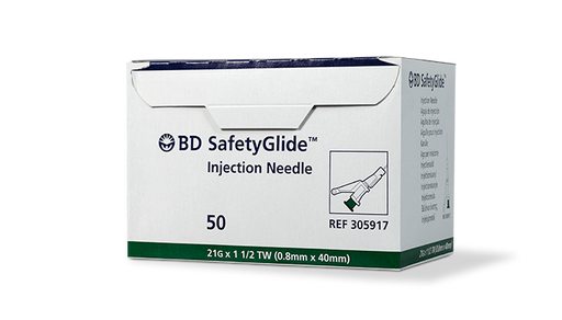 Becton Dickinson (BD) BD 305917 Needle 21 G x 1‚½" BD SafetyGlide 50/bx 10 Supplies reLink Medical