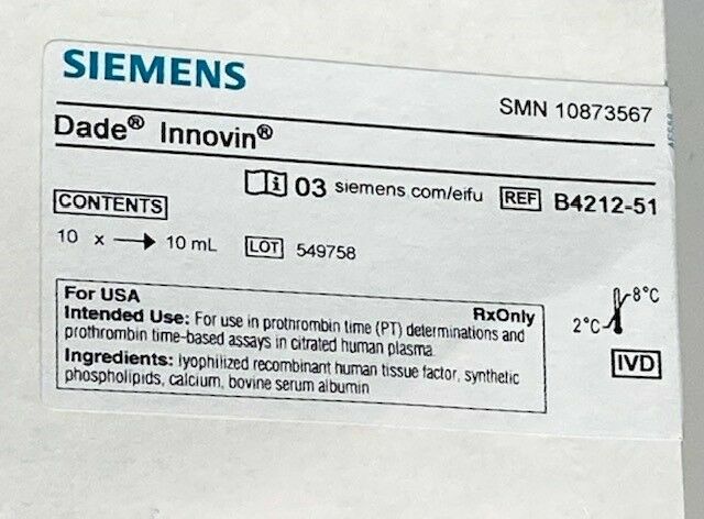 Siemens Diagnostics Siemens Diagnostics 10873567 Coagulation Reagent Innovin Clinical Lab reLink Medical