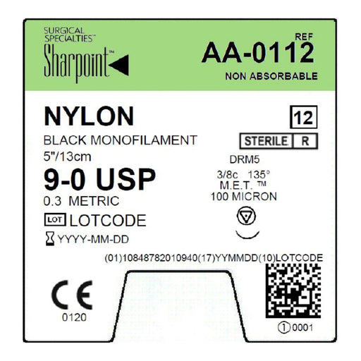 Surgical Specialties Corporation Surgical Specialties Corporation AA-0112 9/0 Nylon Suture Black Supplies reLink Medical