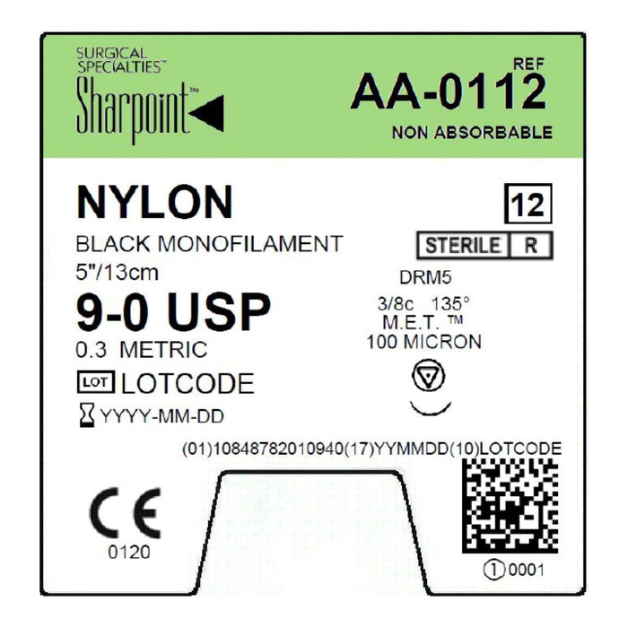 Surgical Specialties Corporation Surgical Specialties Corporation AA-0112 9/0 Nylon Suture Black Supplies reLink Medical