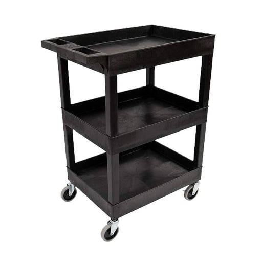 Luxor Luxor SEC111-B Tub Cart Three Shelves Black 24"W x 18"D x 36.25"H Supplies reLink Medical