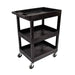 Luxor Luxor SEC111-B Tub Cart Three Shelves Black 24"W x 18"D x 36.25"H Supplies reLink Medical