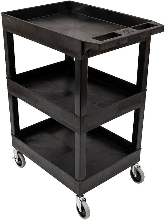 Luxor Luxor SEC111HD-B Tub Cart Three Shelves Black 24"W x 18"D x Supplies reLink Medical