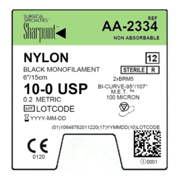 Surgical Specialties Corporation Surgical Specialties Corporation AA-2334 10/0 Nylon Suture Black Supplies reLink Medical