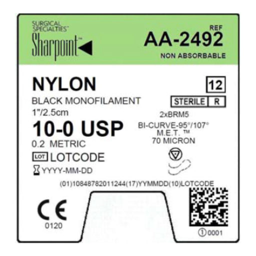 Surgical Specialties Corporation Surgical Specialties Corporation AA-2492 10/0 Nylon Suture Black Supplies reLink Medical