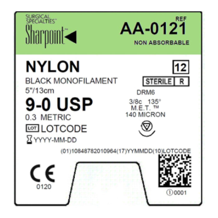 Surgical Specialties Corporation Surgical Specialties Corporation AA-0121 9/0 Nylon Suture Black Supplies reLink Medical