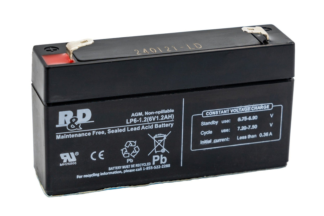 R&D Batteries 5852 6 Volt 1.3Ah SLA Battery