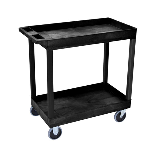 Luxor Luxor EC11HD-B Tub Cart Two Shelves Black 32"W x 18"D with 5" Supplies reLink Medical
