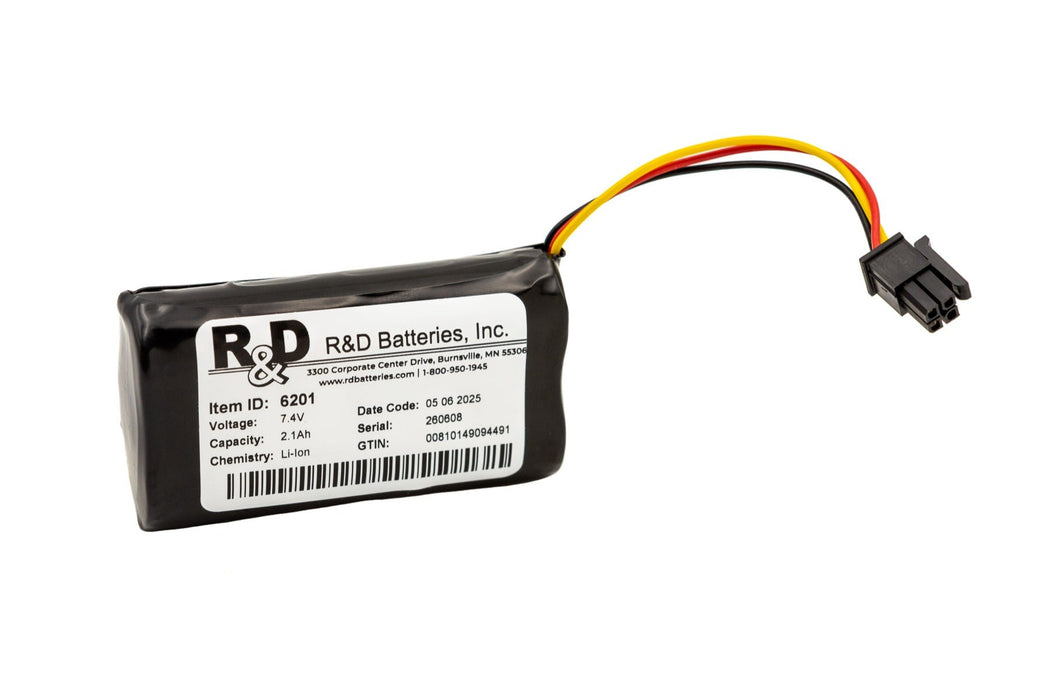 R&D Batteries 6201 7.4 Volt / 2.1Ah Li-Ion Battery - Retrofit
