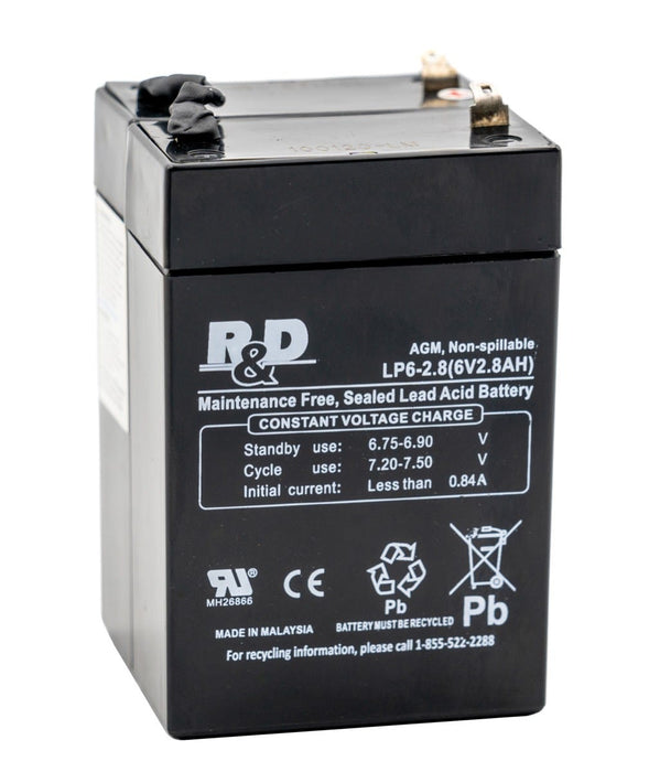 R&D Batteries 6205 12 Volt 2.8Ah SLA Battery