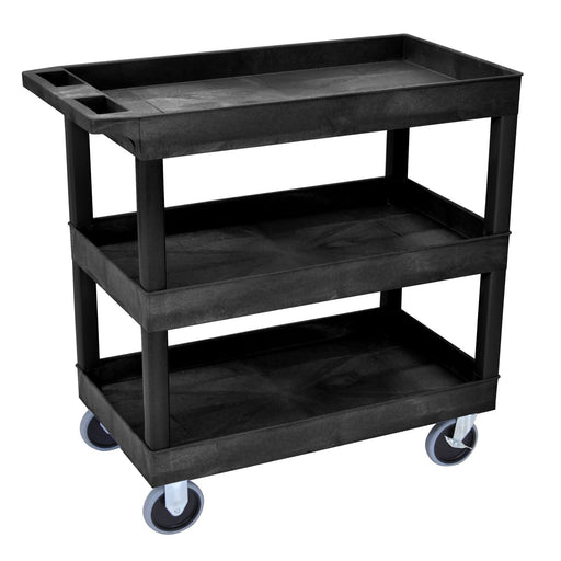 Luxor Luxor EC111HD-B Tub Cart Three Shelves Black 32"W x 18"D with 5" Supplies reLink Medical