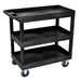 Luxor Luxor EC111HD-B Tub Cart Three Shelves Black 32"W x 18"D with 5" Supplies reLink Medical