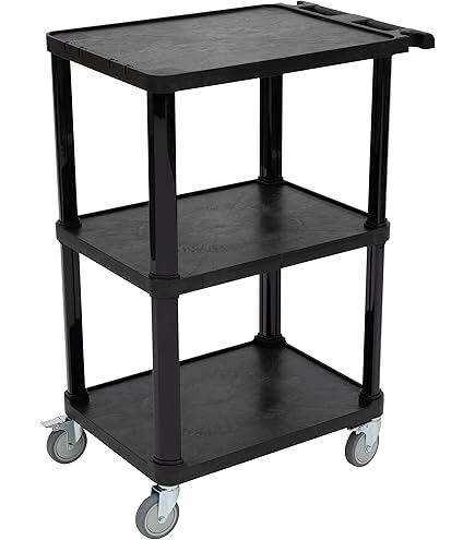 Luxor Luxor WT34 AV Cart Plastic Three Shelves Black 24"W x 18"D x Supplies reLink Medical