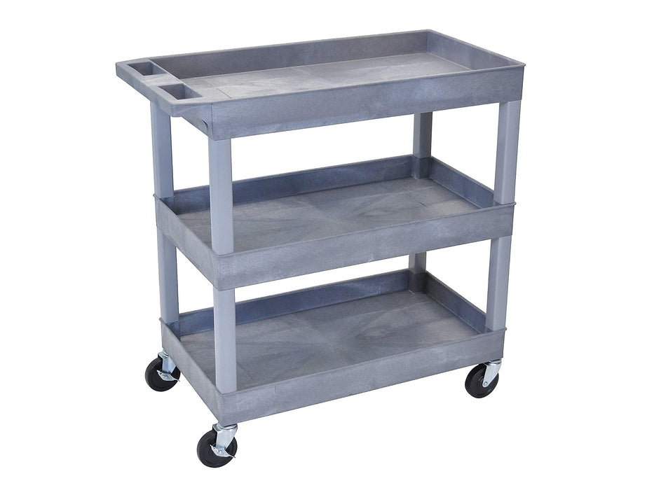 Luxor Luxor EC111-G Tub Cart Three Shelves Gray 35.25"W x 18"D x Supplies reLink Medical