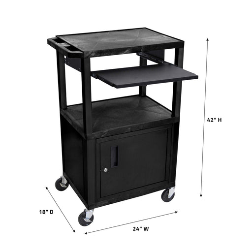 Luxor Luxor WTPS42C2E-B AV Cart Plastic Three Shelves Black Cabinet Supplies reLink Medical