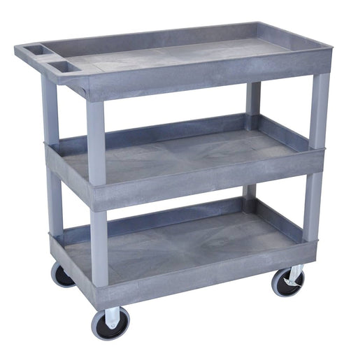 Luxor Luxor EC111HD-G Tub Cart Three Shelves Gray 32"W x 18"D with 5" Supplies reLink Medical