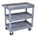 Luxor Luxor EC111HD-G Tub Cart Three Shelves Gray 32"W x 18"D with 5" Supplies reLink Medical