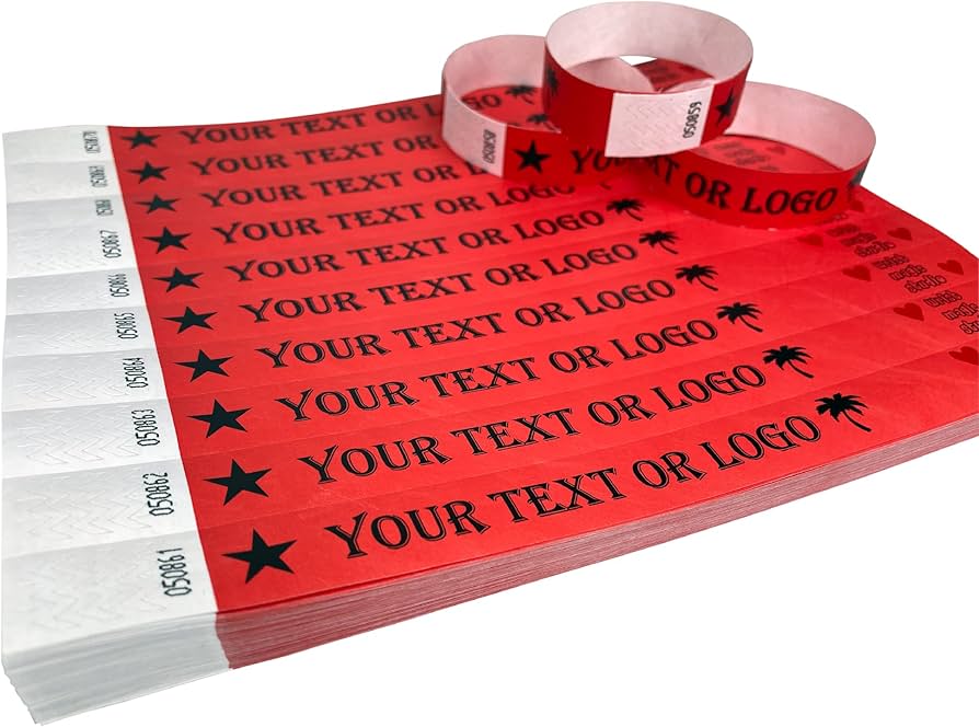 Medical ID Solutions Medical ID Solutions 2004C Wristband Tyvek 1" Custom Printed Red Supplies reLink Medical