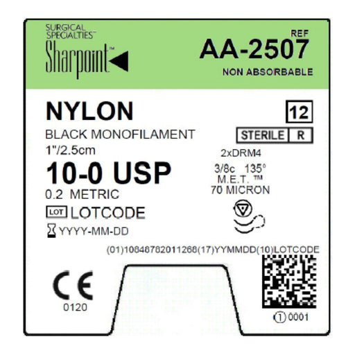 Surgical Specialties Corporation Surgical Specialties Corporation AA-2507 10/0 Nylon Suture Black Supplies reLink Medical