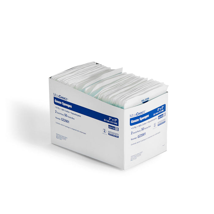 AMD-Medicom D-2800 Gauze Sponge 2" x 2" 8-Ply Sterile 2s 50/bx