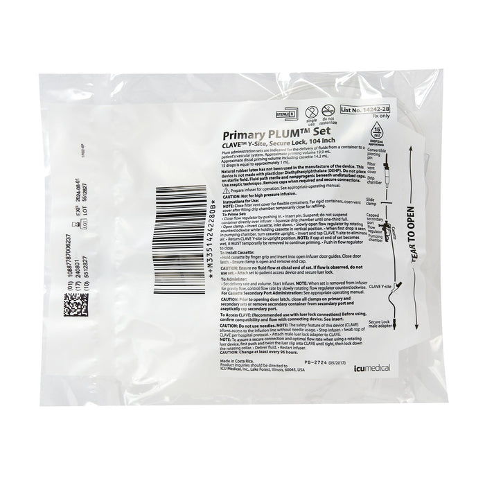 ICU Medical ICU Medical 14242-28 Primary Plumset Clave Y-Site 104" Supplies reLink Medical
