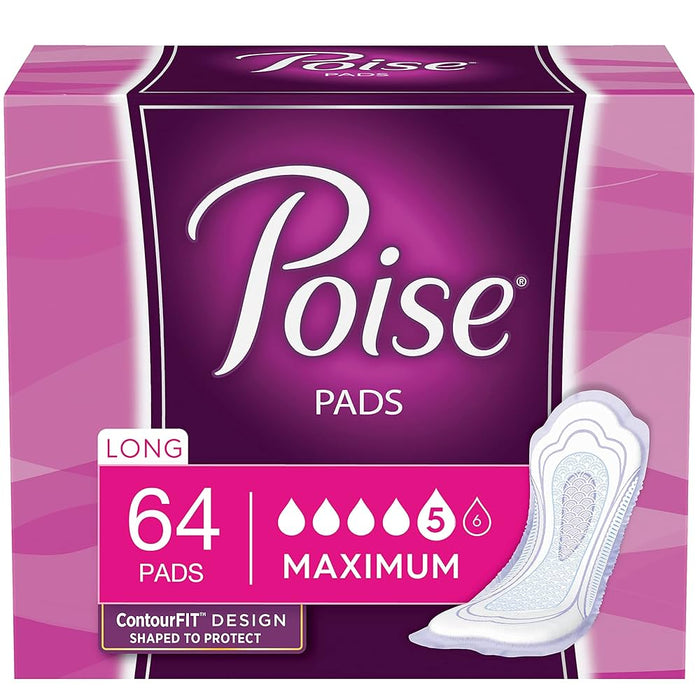 Kimberly-Clark 34103 Poise Pads Maximum Long 64/pk
