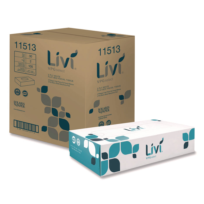 American Paper & Twine Co. 11513 Livi Facial Tissue Flat Box 2-Ply