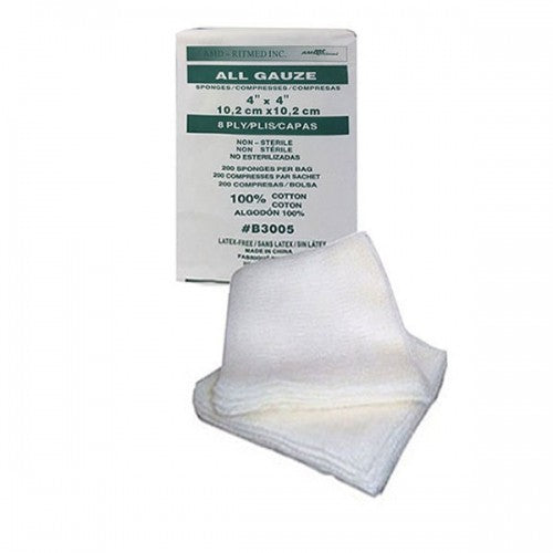 AMD-Medicom AMD-Medicom B3005 Gauze Sponge 4" x 4" 8-Ply Non-Sterile 200/bg Supplies reLink Medical