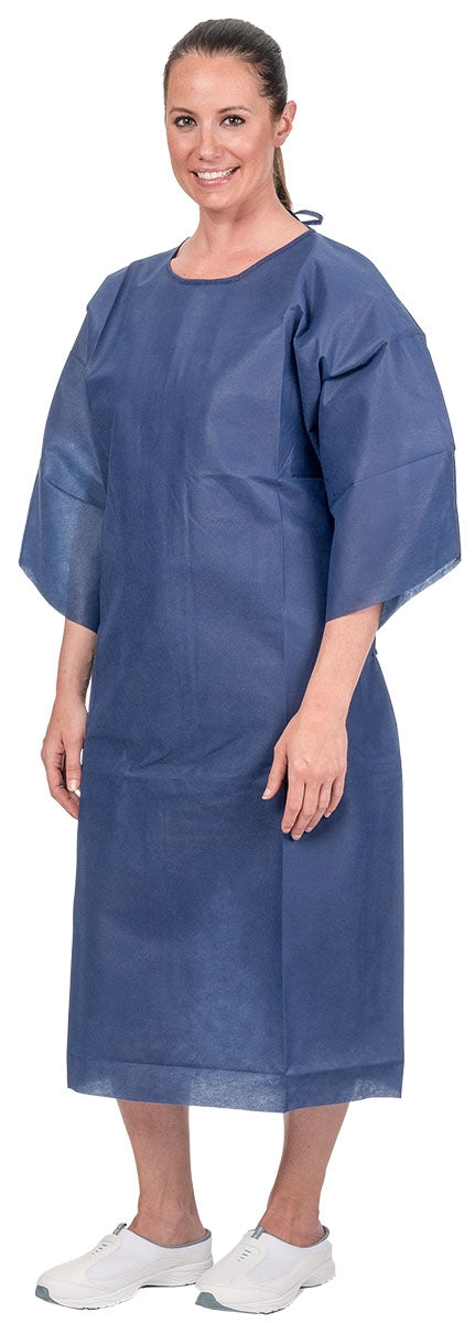 Aspen Surgical Aspen Surgical 0456P Gown Patient Full Back 3/4 Sleeve Dark Blue Supplies reLink Medical