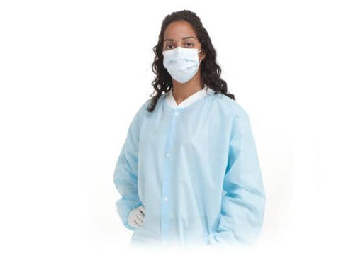 AMD-Medicom AMD-Medicom A8030 Lab Coat Blue Knit Cuff & Collar No Pockets 12 Supplies reLink Medical