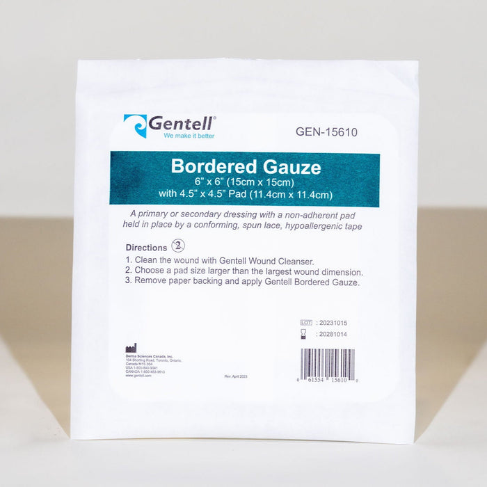 Gentell GEN-15610 Bordered Gauze 6" x 6" Dressing